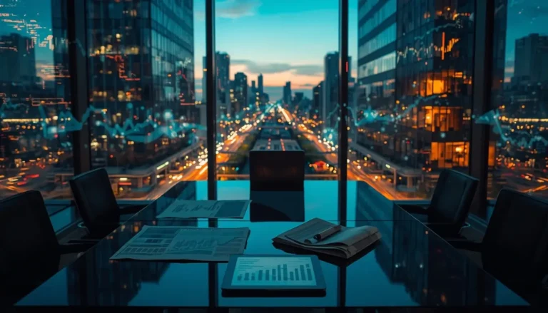 A silent boardroom overlooking the city symbolizes how wealth, data, and unseen decisions quietly shape modern society.