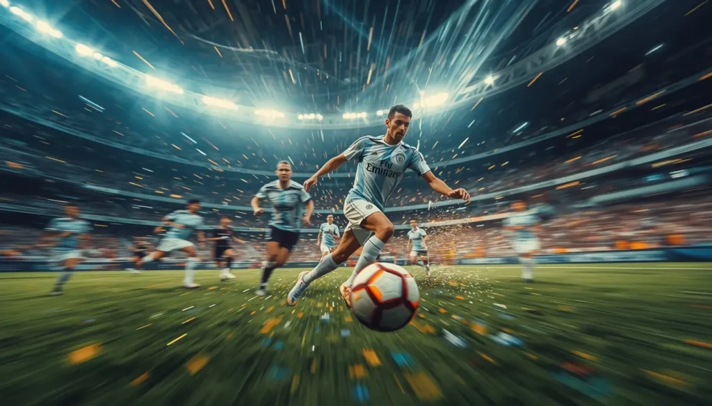 Children playing football on a street using simple goalposts and showing joyful expressions