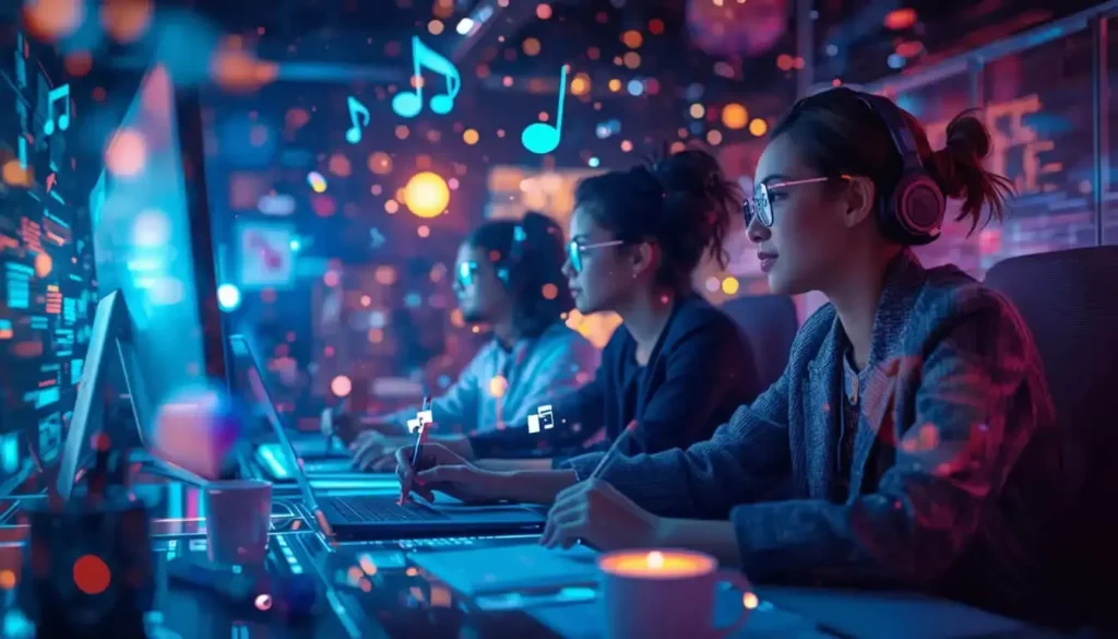 Creators sharing art, music, and ideas online using social platforms