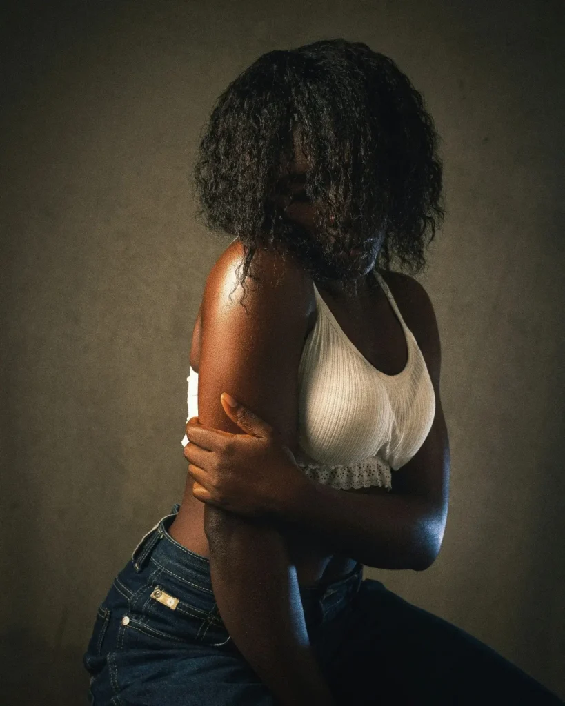 Woman styled in Afro futurism inspired fashion