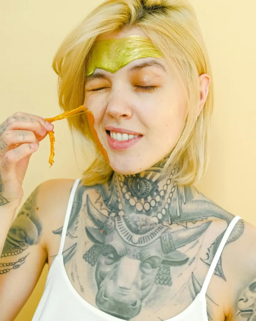 woman with warrior inspired tattoo design