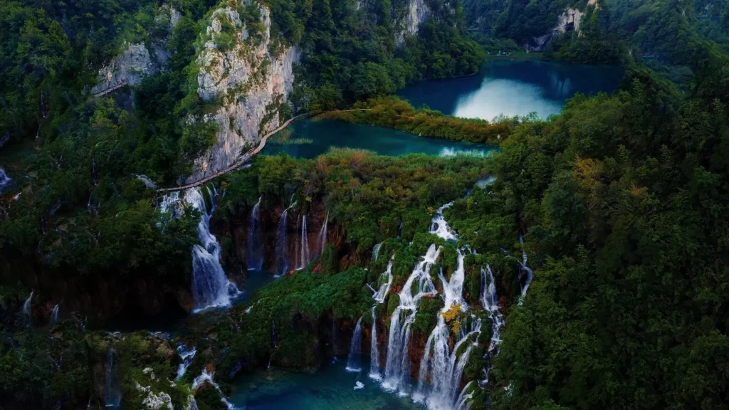 Plitvice Lakes is a cascading series of emerald lakes and waterfalls