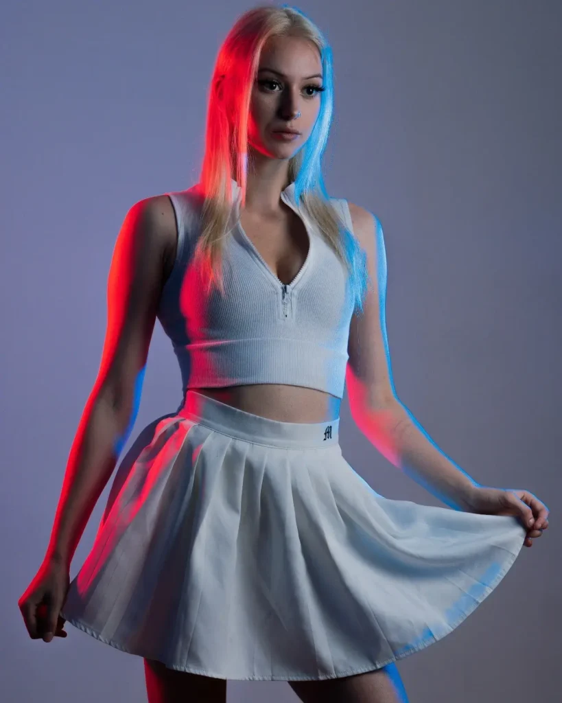 stylish woman walking confidently in city street