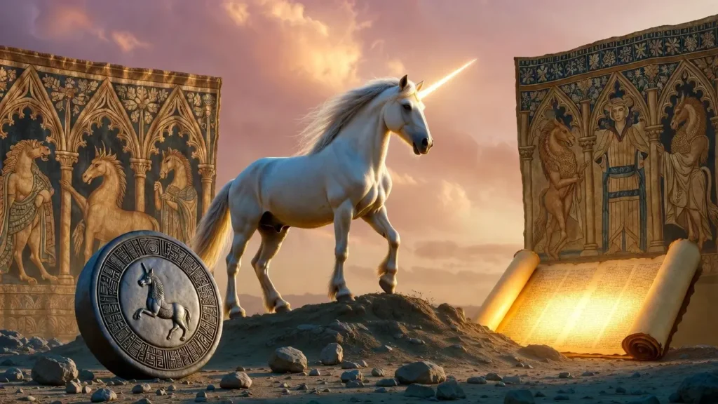 Indus Valley unicorn seal carved in stone showing one-horned animal from ancient civilization