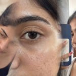 Gril Face show and selfie and the hand photo