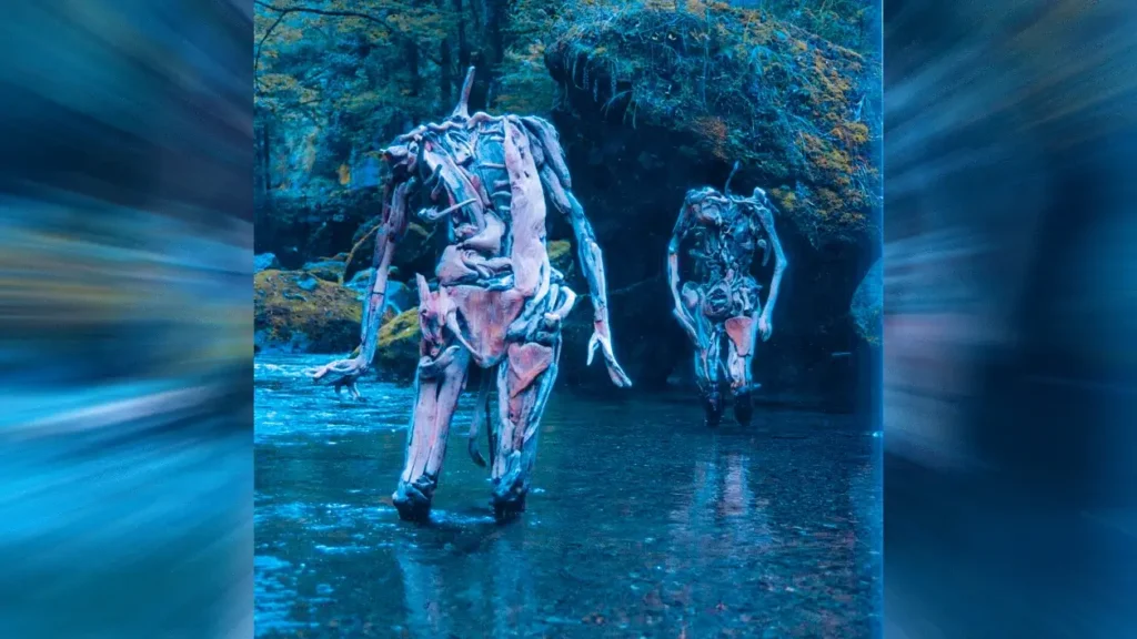 These wooden figures look like they stepped right out of a fairy tale. Crafted from driftwood found near rivers and forests, 