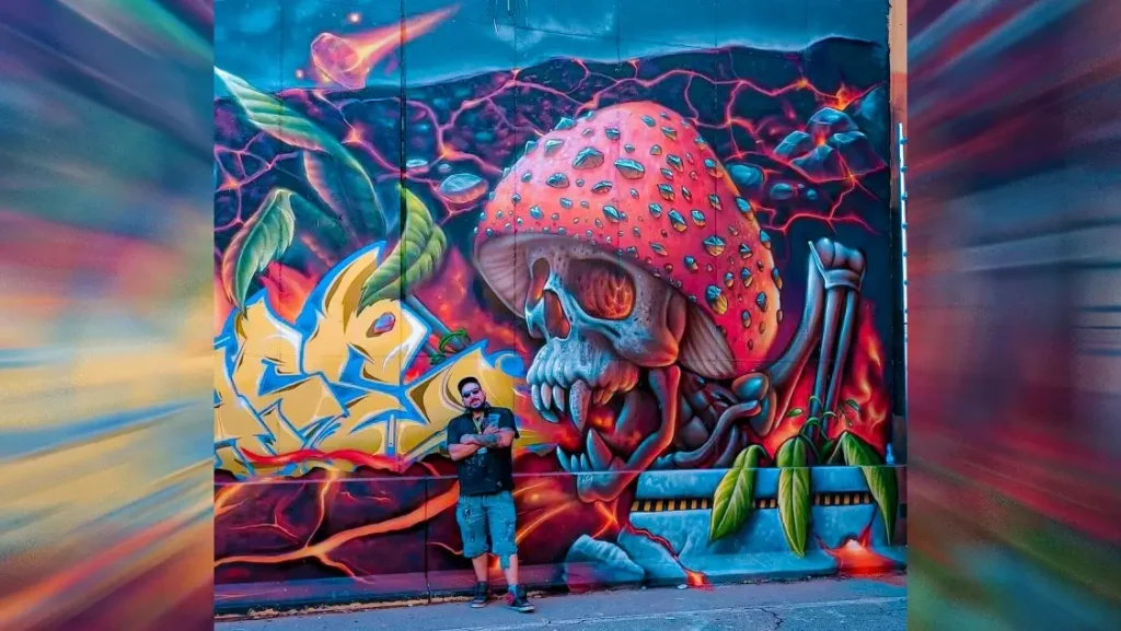 A traditional samurai skeleton mural  Street Art