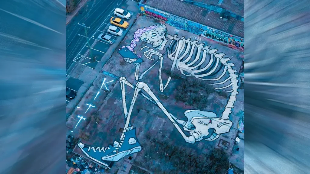 Selfie Skeleton  Street Art