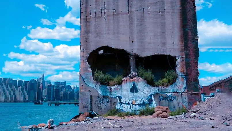 The facade of a building Street Art